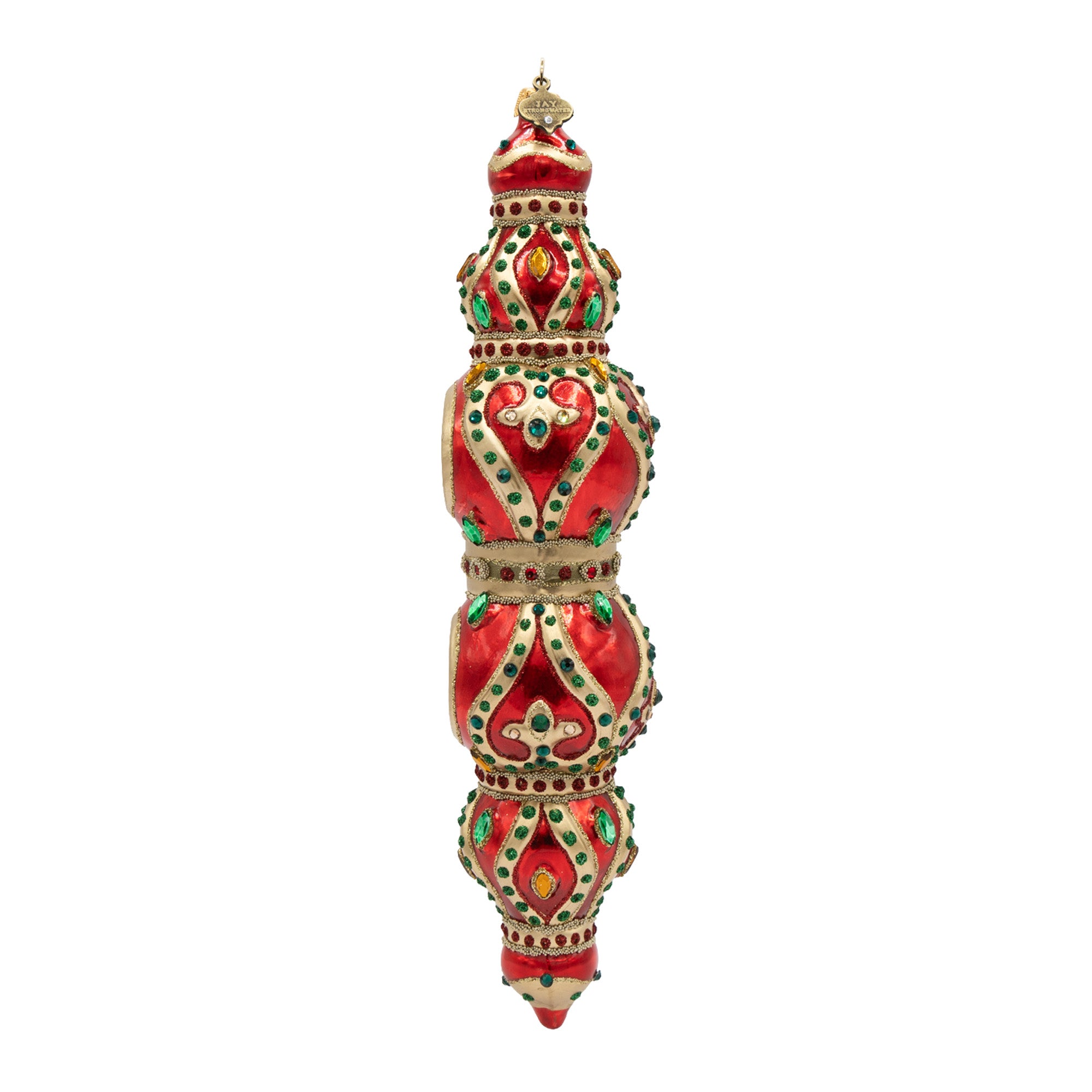 Jewel Icicle Ornament Red and Gold Ornament