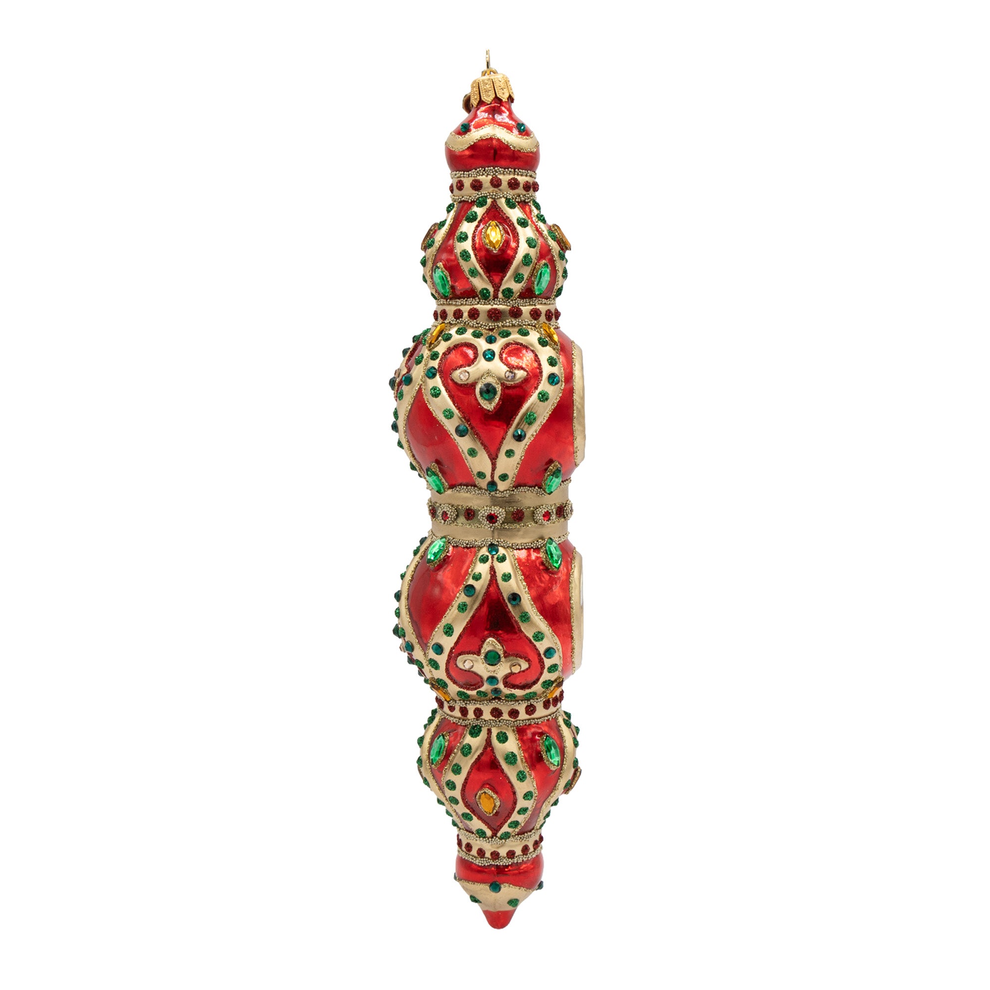 Jewel Icicle Ornament Red and Gold Ornament