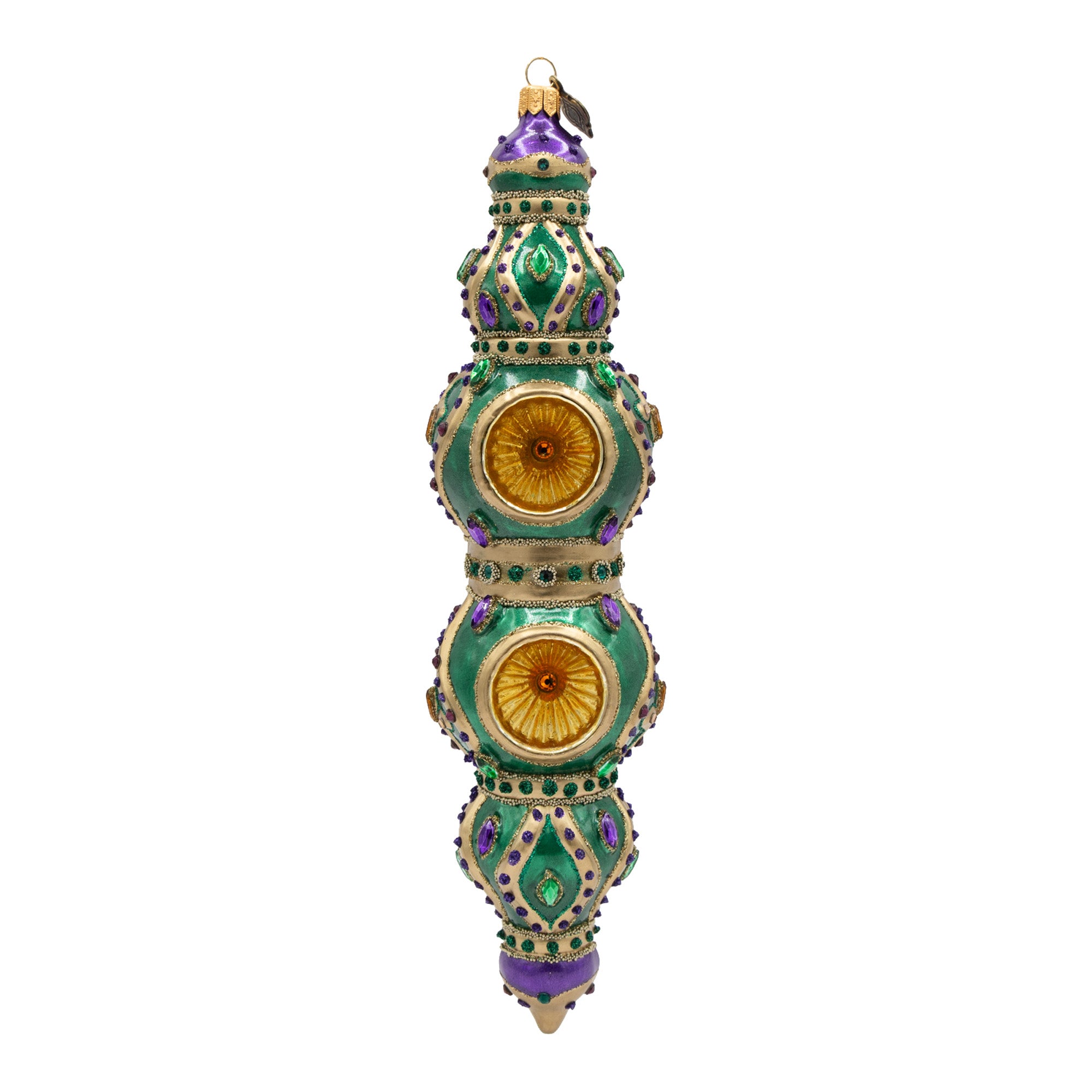Jewel Icicle Ornament Green and Purple Ornament