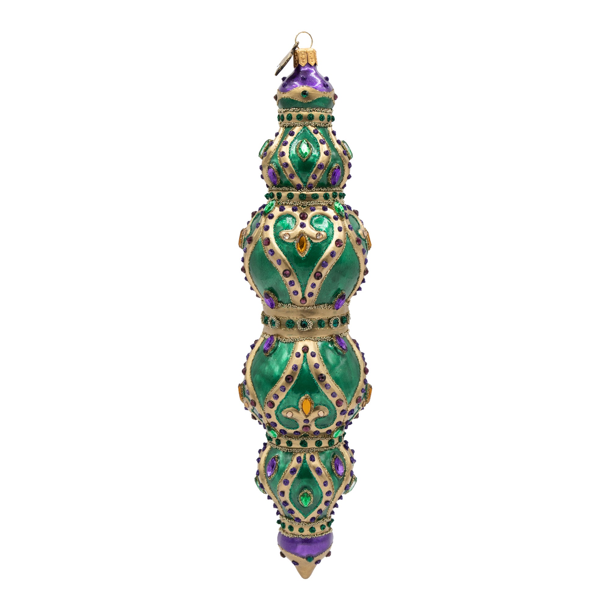 Jewel Icicle Ornament Green and Purple Ornament