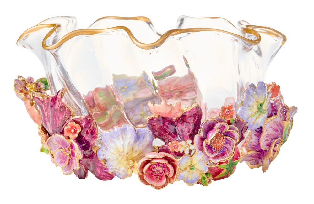 Glass Bowl - Pink Floral - Table Decor