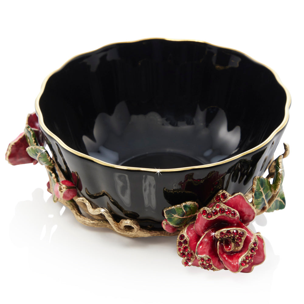 Rose - Red and Black Glass Bowl - Table Decor