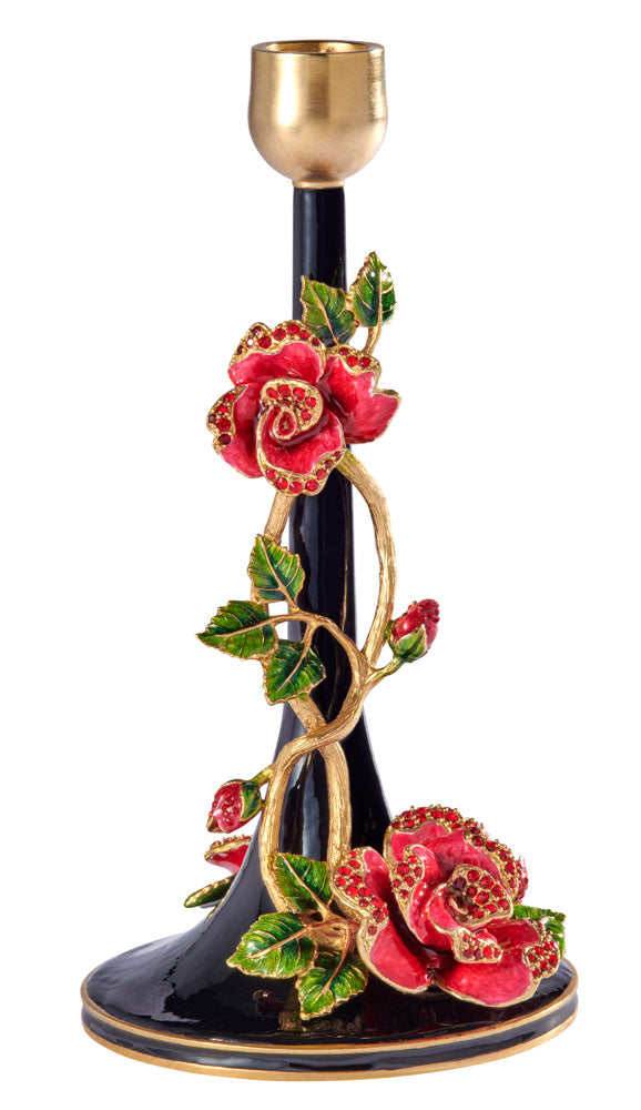Red and Black Floral Candle Holder 