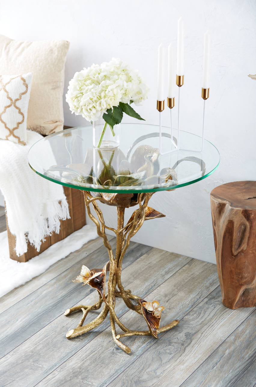 Marjorie Magnolia Table - Gold & White