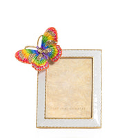 3" x 4" White Photo Frame - Rainbow Butterfly