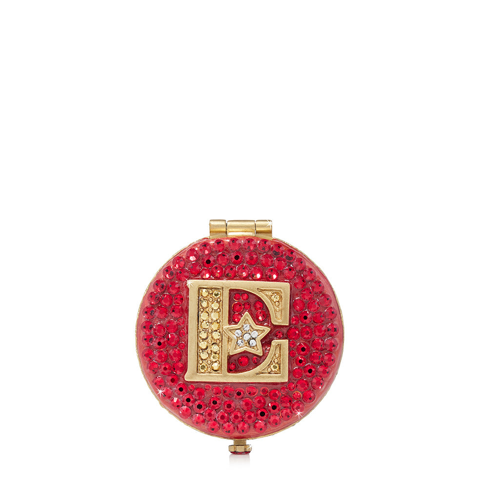 Red and Gold "E" Compact Mirror 