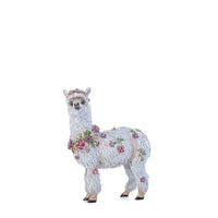 White Floral Llama Figurine 