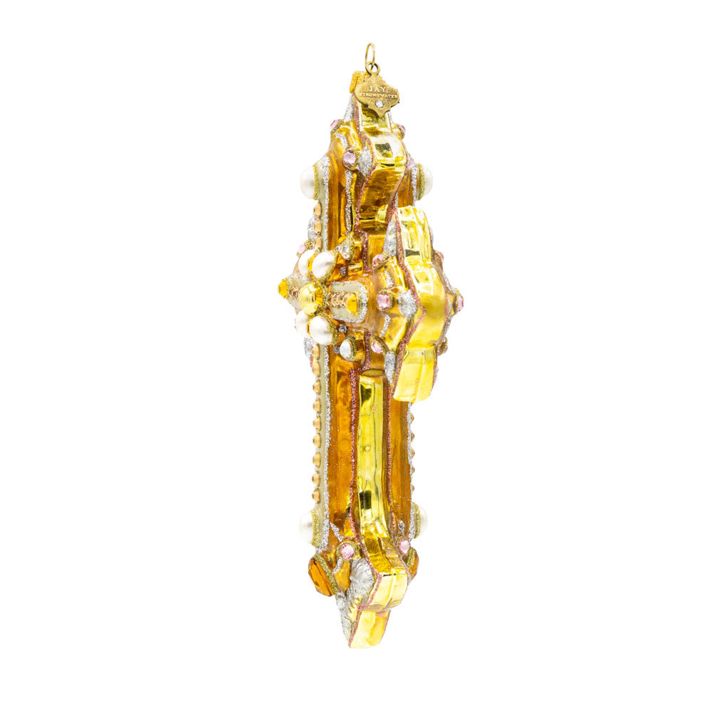 Metallic Bejeweled Cross Ornament