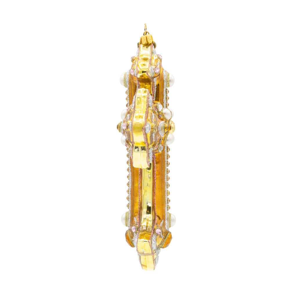 Metallic Bejeweled Cross Ornament