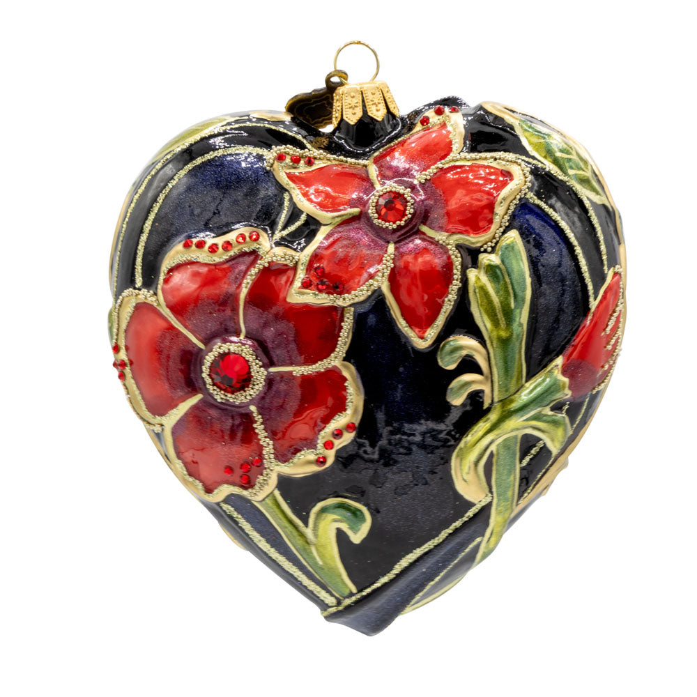 Dark Night Floral Heart Ornament