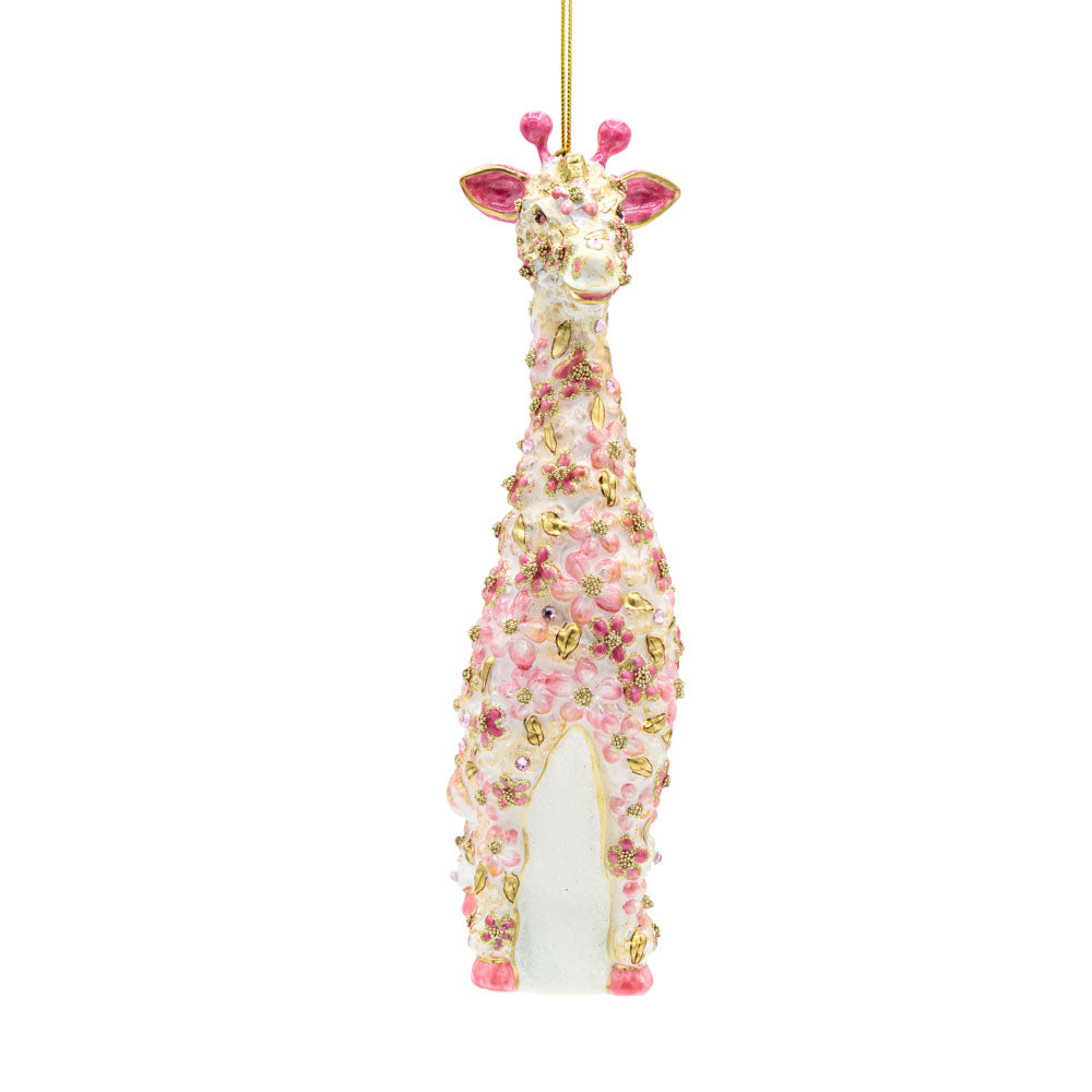 Pink Floral Giraffe Ornament