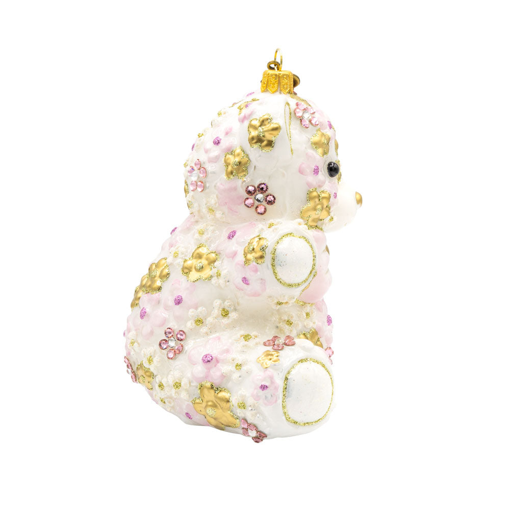 Pink Floral Teddy Ornament