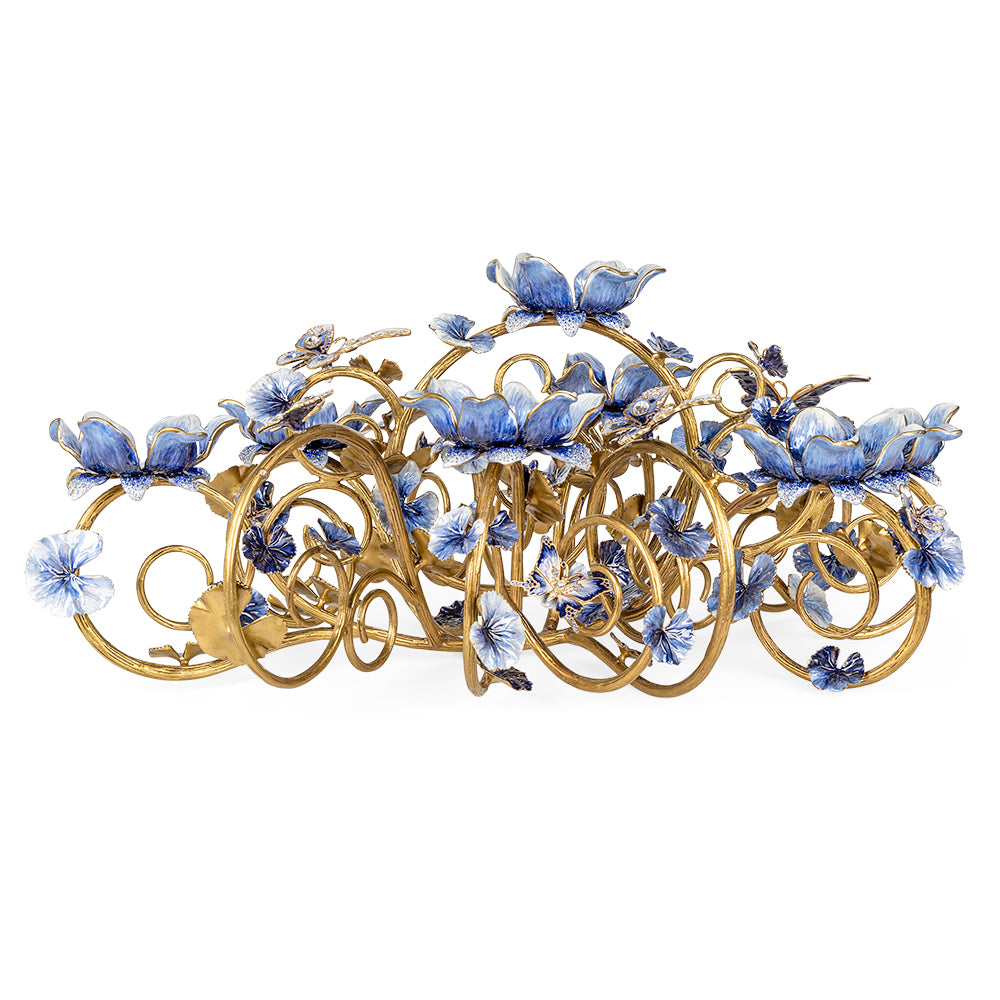 Claudine Floral And Butterfly Candelabra Delft Garden