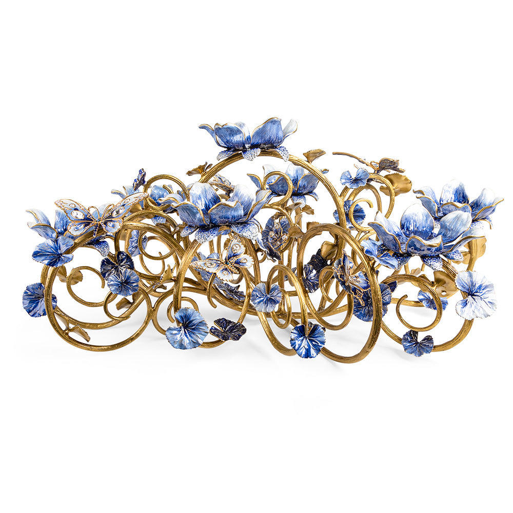 Claudine Floral And Butterfly Candelabra Delft Garden
