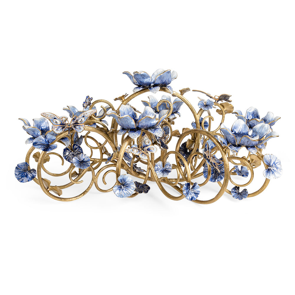 Claudine Floral And Butterfly Candelabra Delft Garden