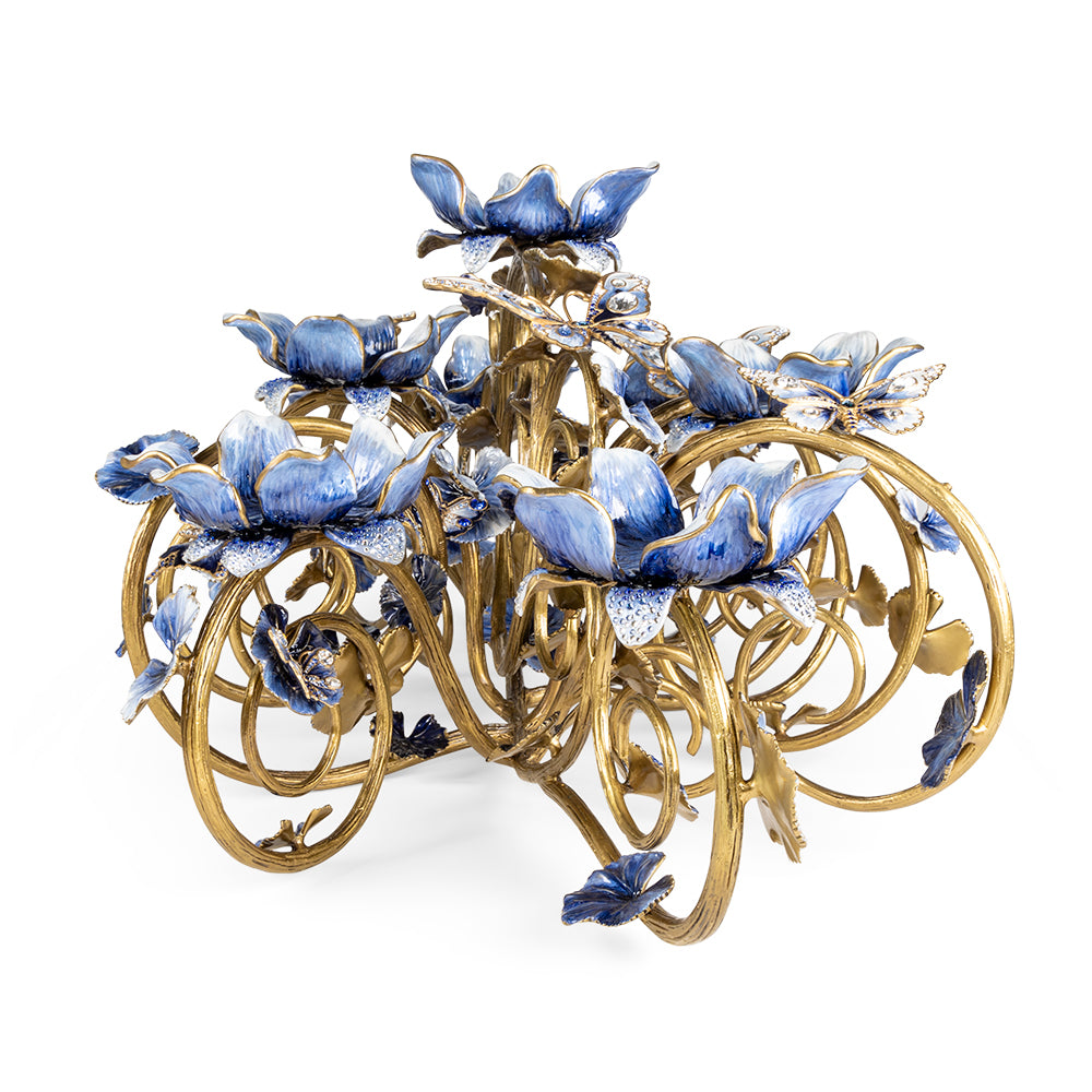 Claudine Floral And Butterfly Candelabra Delft Garden
