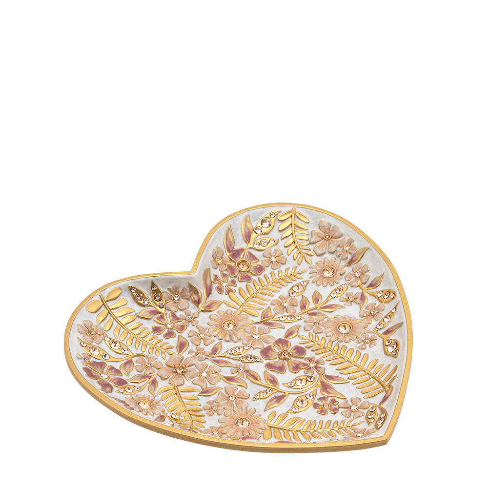 Aria Floral Heart Trinket Tray Pink