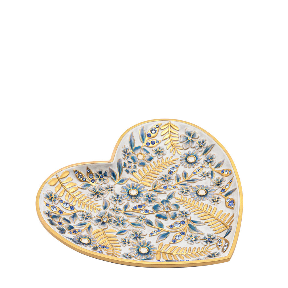 Aria Floral Heart Trinket Tray Blue