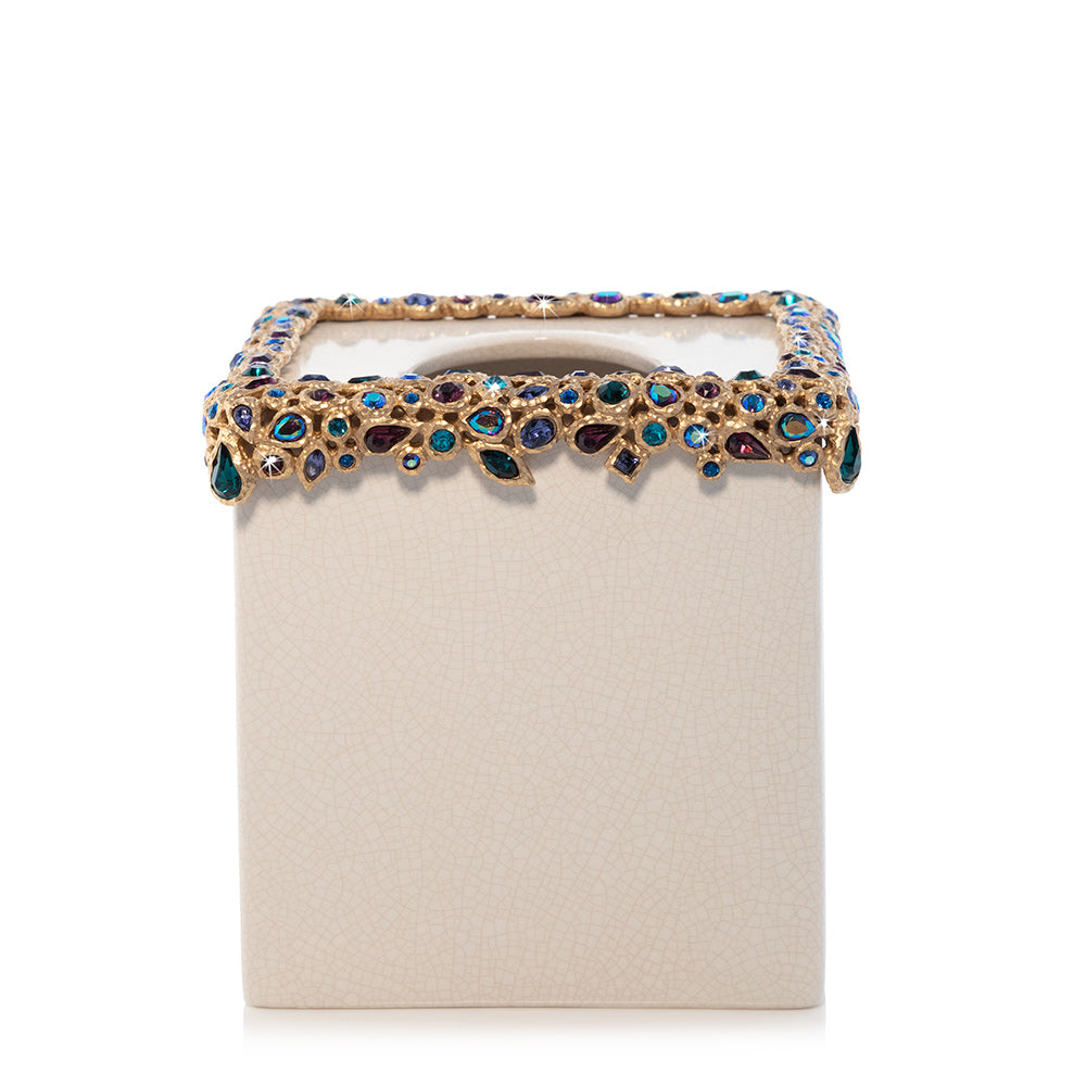 Emerson Bejeweled Tissue Box - Peacock