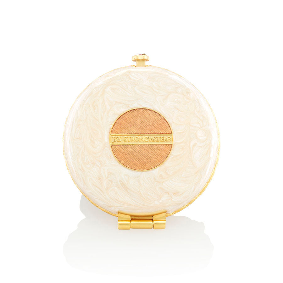 Jay Strongwater Angela Round Floral Compact.