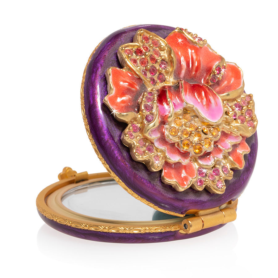 Jay Strongwater Angela Floral Round Compact.