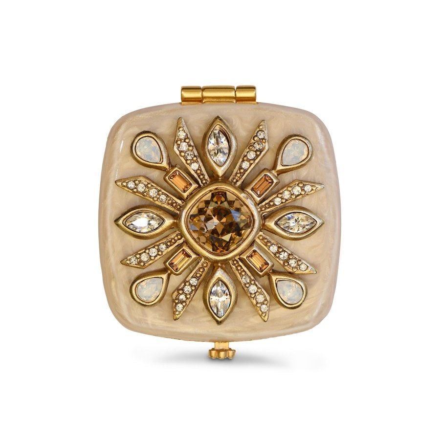 Jay Strongwater Schuyler Maltese Bejeweled Compact Golden.