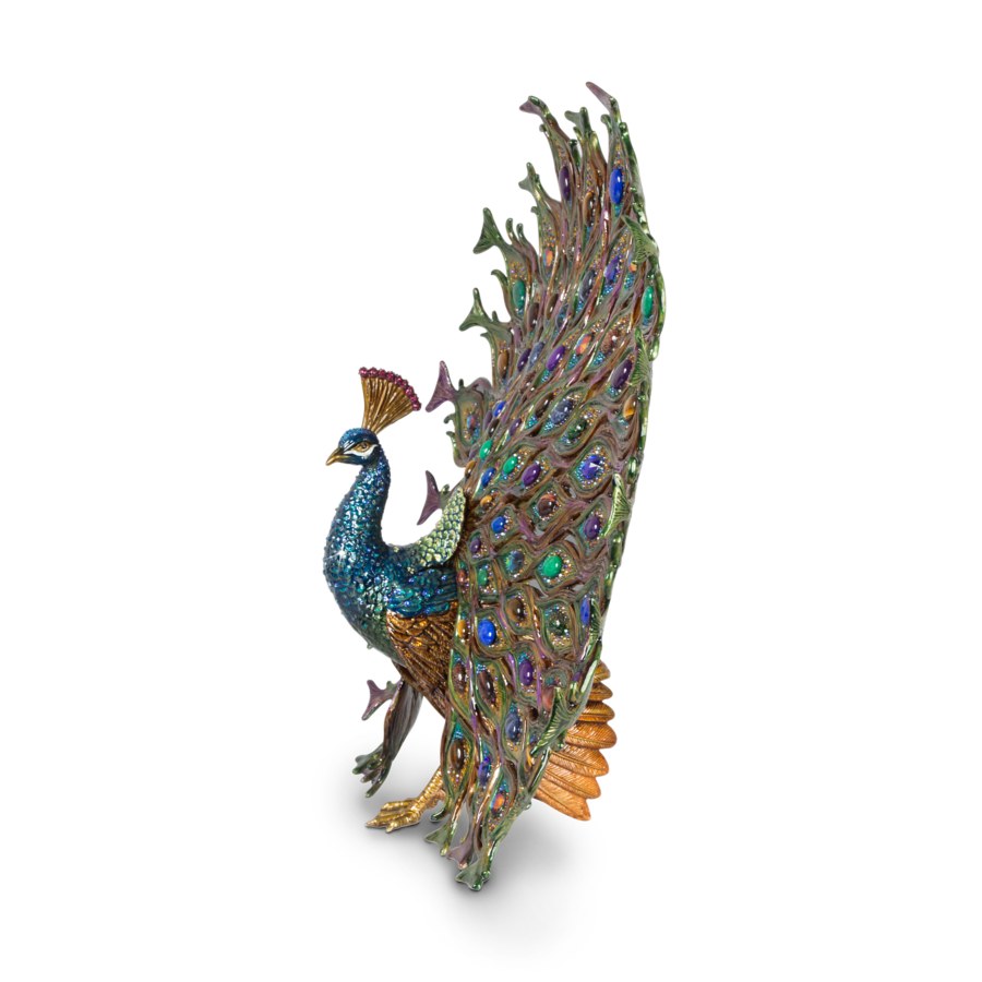 Jay Strongwater Stanton Fan Tail Peacock Figurine.