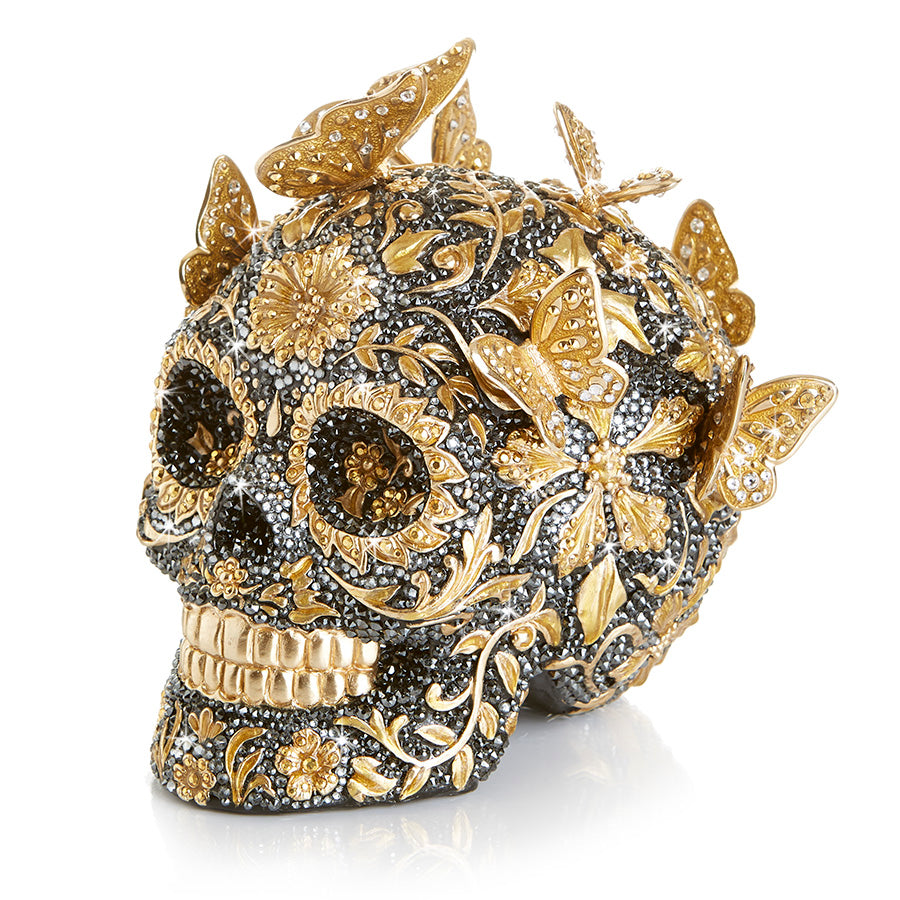 Jay Strongwater Frida Pavé Skull with Butterflies Figurine.