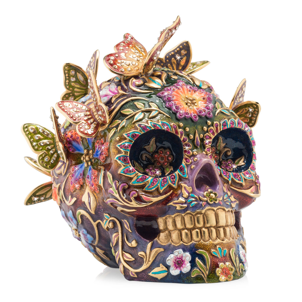Jay Strongwater Frida Skull with Butterflies Figurine.