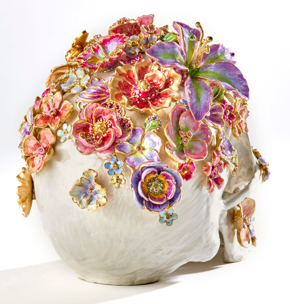 Oliver Skull & Flowers Figurine