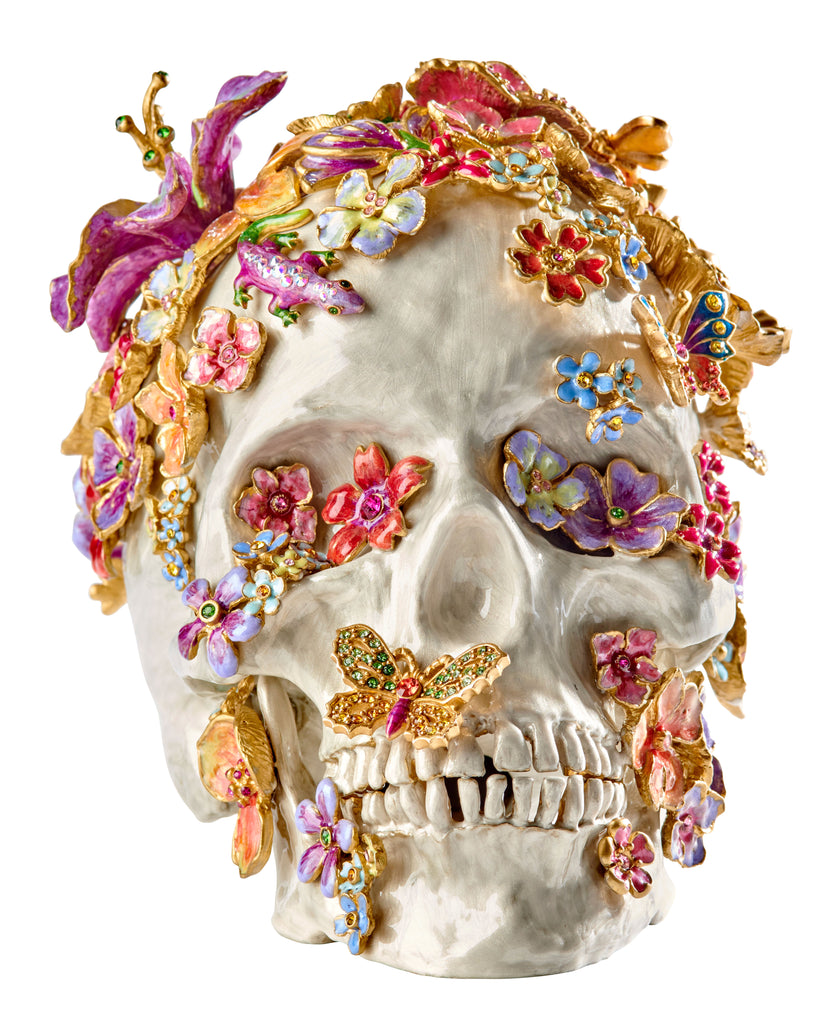 Oliver Skull & Flowers Figurine
