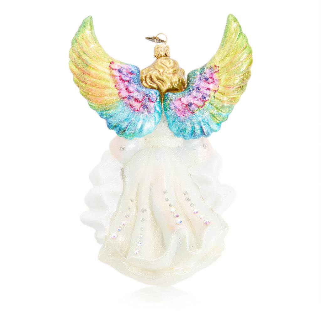 Jay Strongwater Love Angel Glass Ornament.