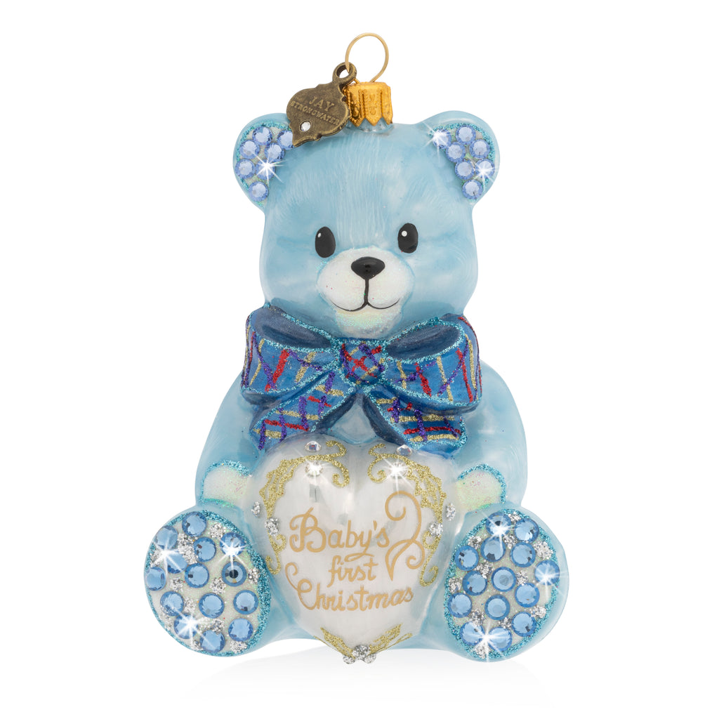 Baby's First Christmas Teddy Glass Ornament