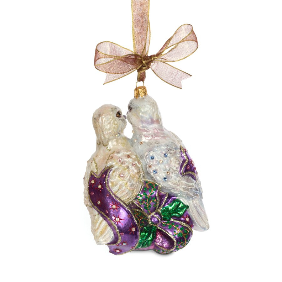 Two Turtle Doves Glass Ornament
