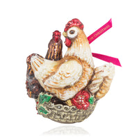 Jay Strongwater Three French Hens Glass Ornament.