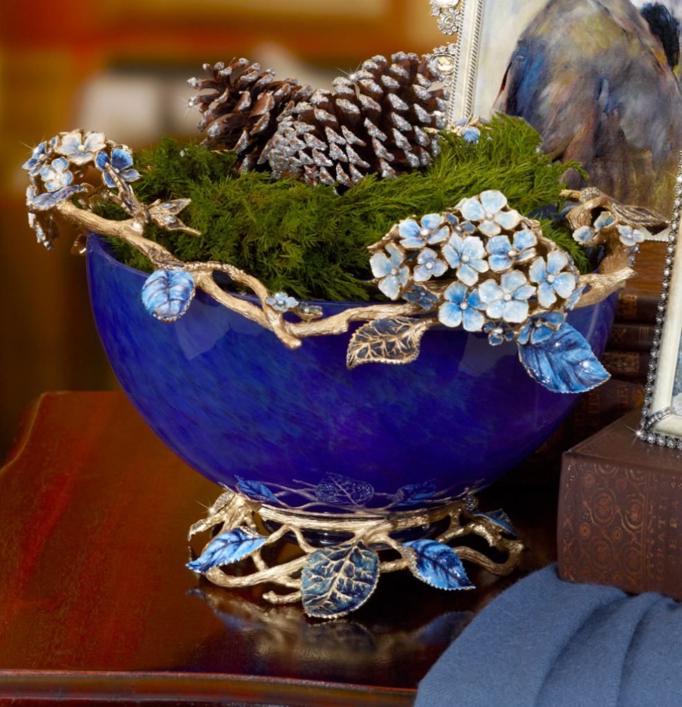 Sophie Hydrangea Blue Glass Bowl