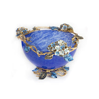 Jay Strongwater Sophie Hydrangea Blue Glass Bowl.