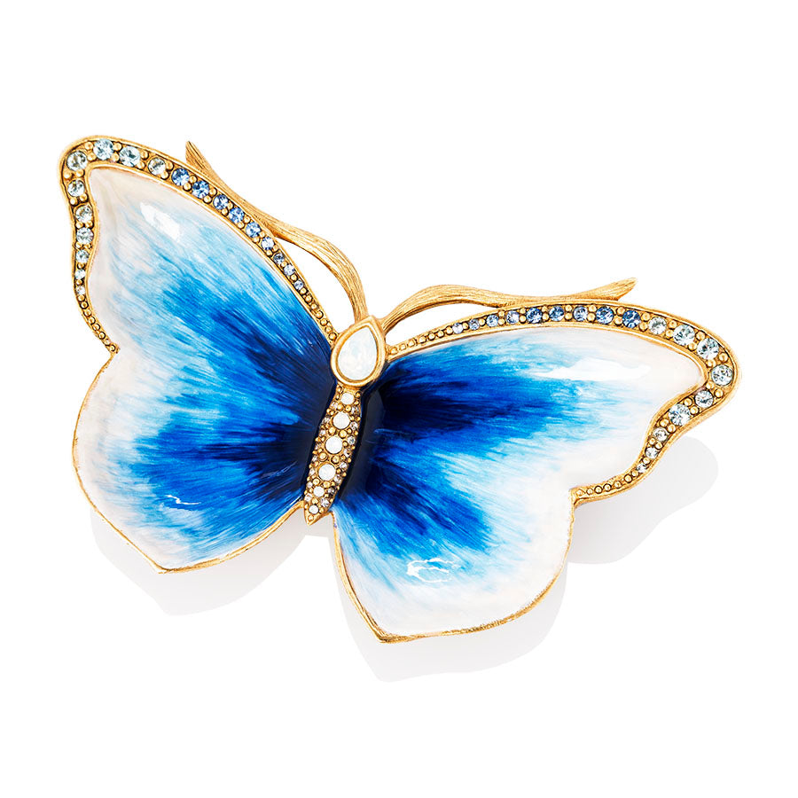 Jay Strongwater Juliet Butterfly Trinket Tray Blue.