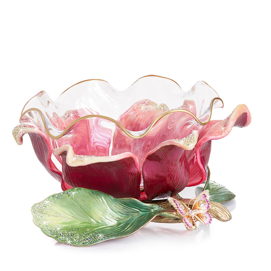 Floral Glass Bowl - Table Decor