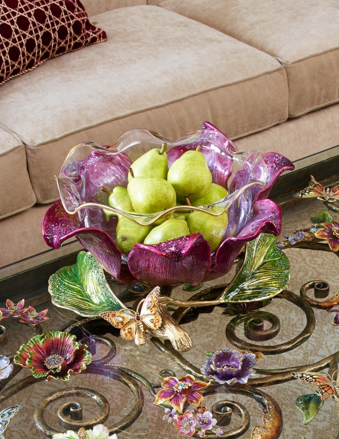 Purple Glass Bowl - Table Decor 