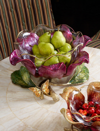 Purple Glass Bowl - Table Decor 