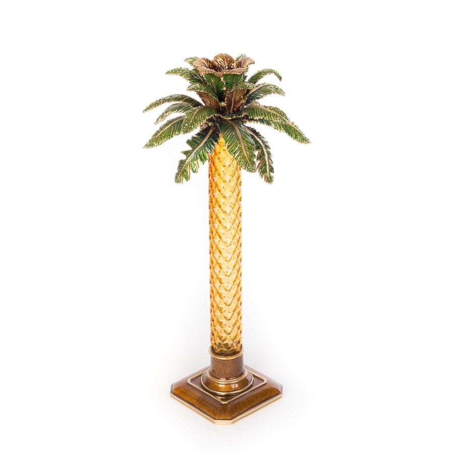 Jay Strongwater Kiana Palm Leaf Jeweled Glass Candlestick.