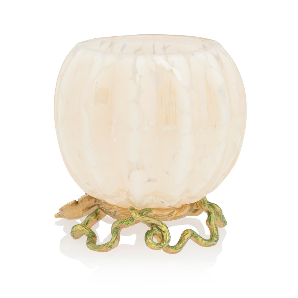 Jay Strongwater Carmella Leaf And Vine Candle Holder.