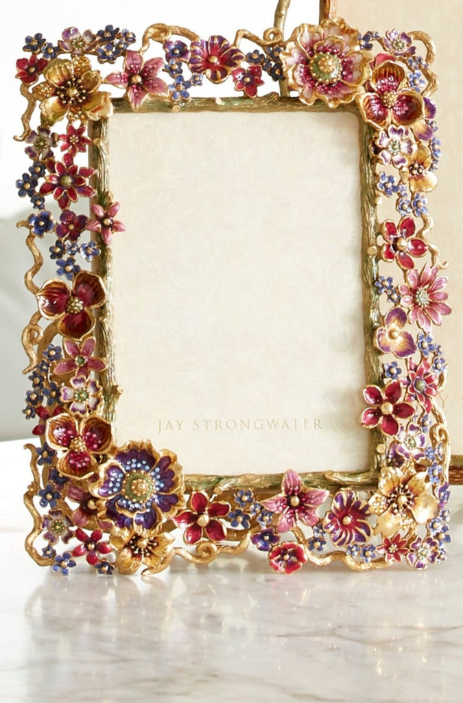 Jay Strongwater Ophelia Cluster Floral 5" x 7" Frame - Bouquet.