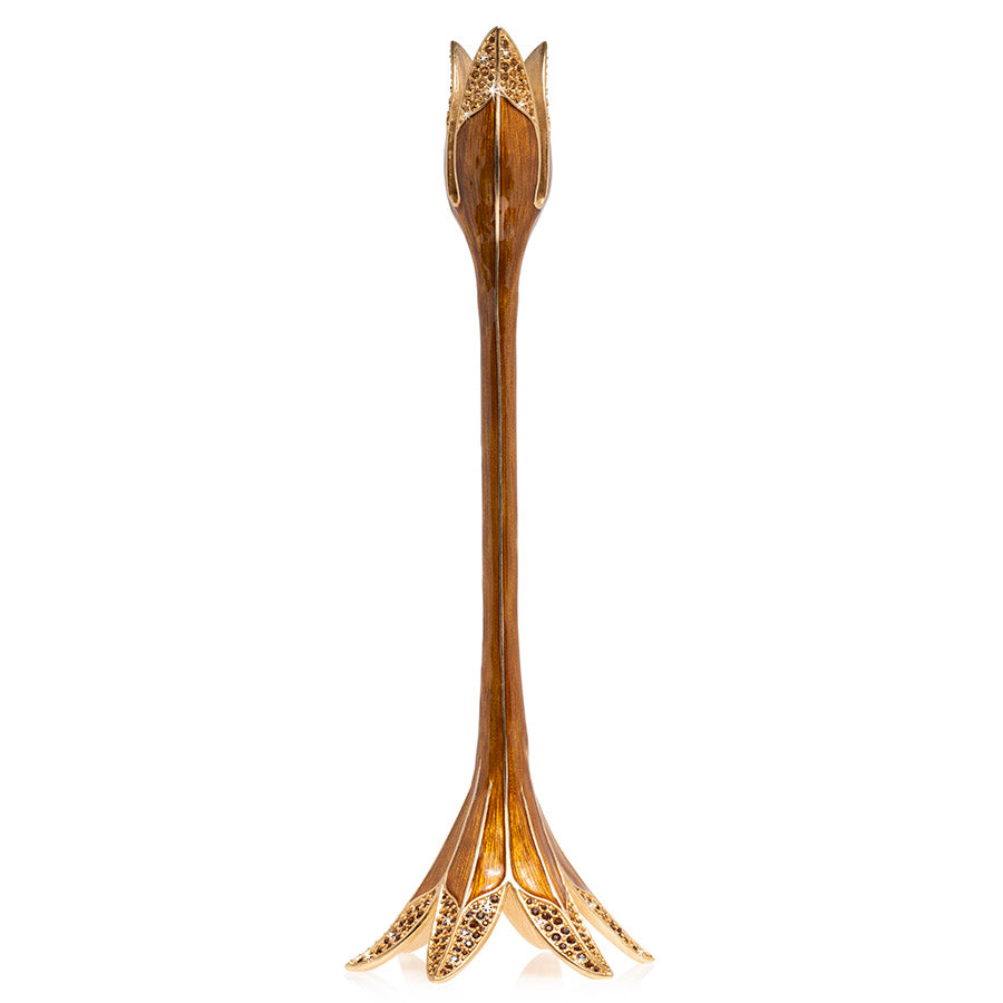 Jay Strongwater Ambrosius Tulip Tall Brown Candle Stick Holder.