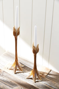 Brown and Gold Tulip Candle Holder 