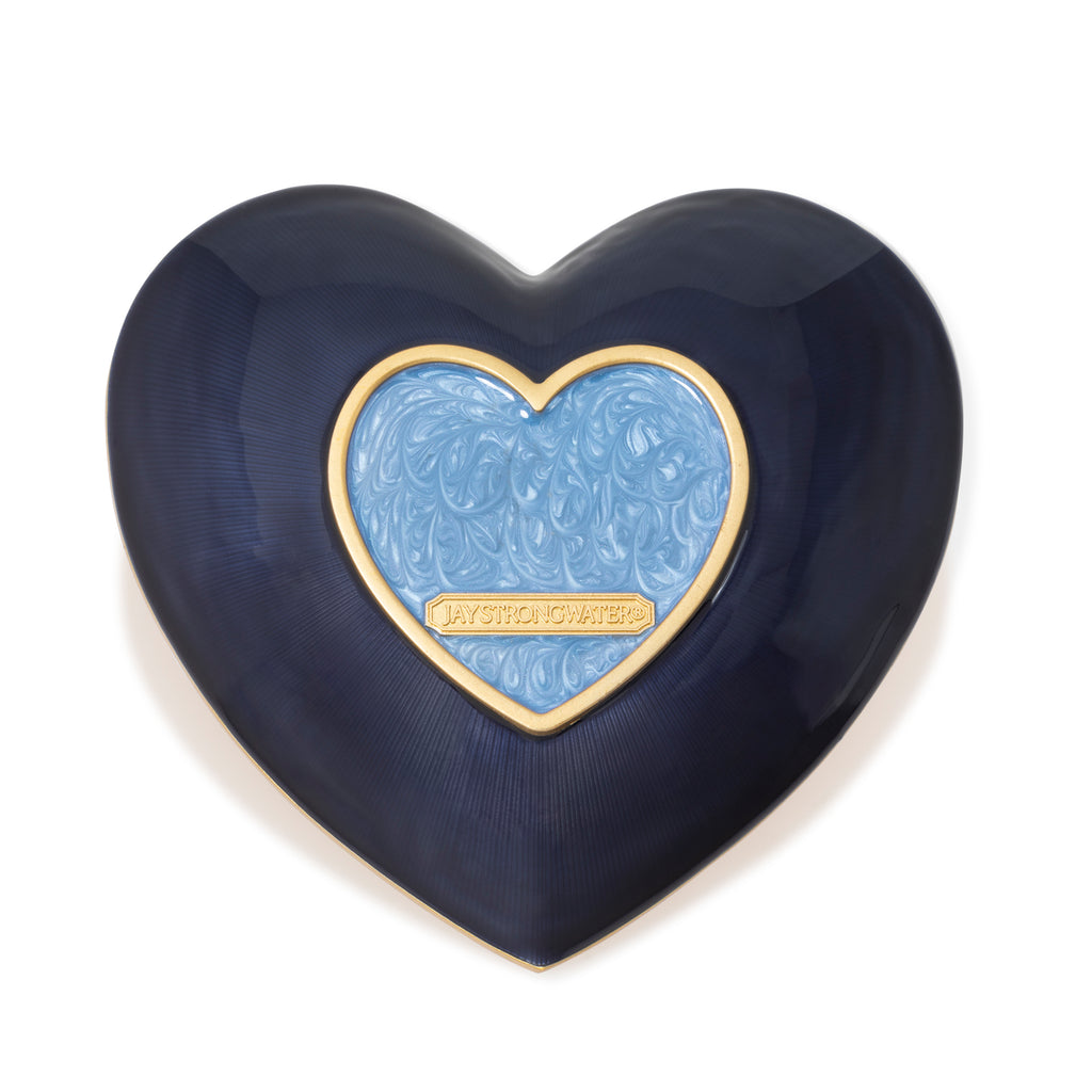 Jay Strongwater Aria Floral Heart Trinket Tray Blue.