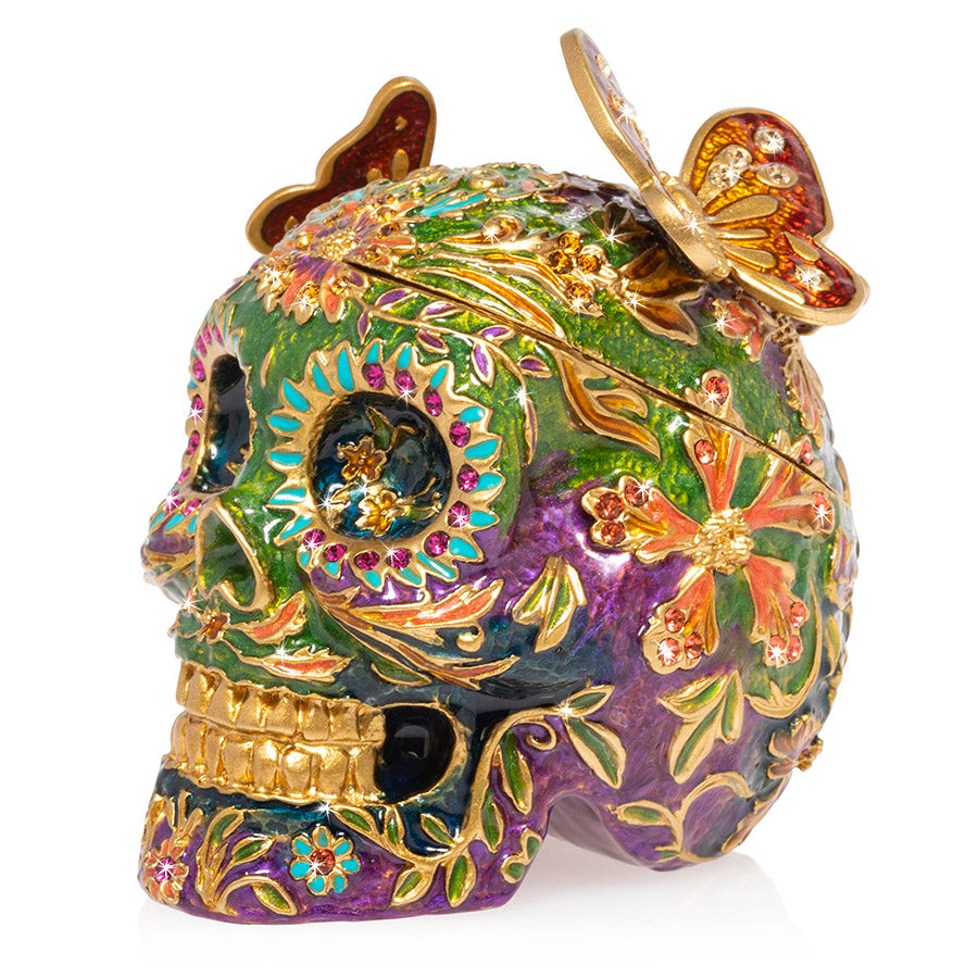 Jay Strongwater Rivera Skull With Butterflies Box.