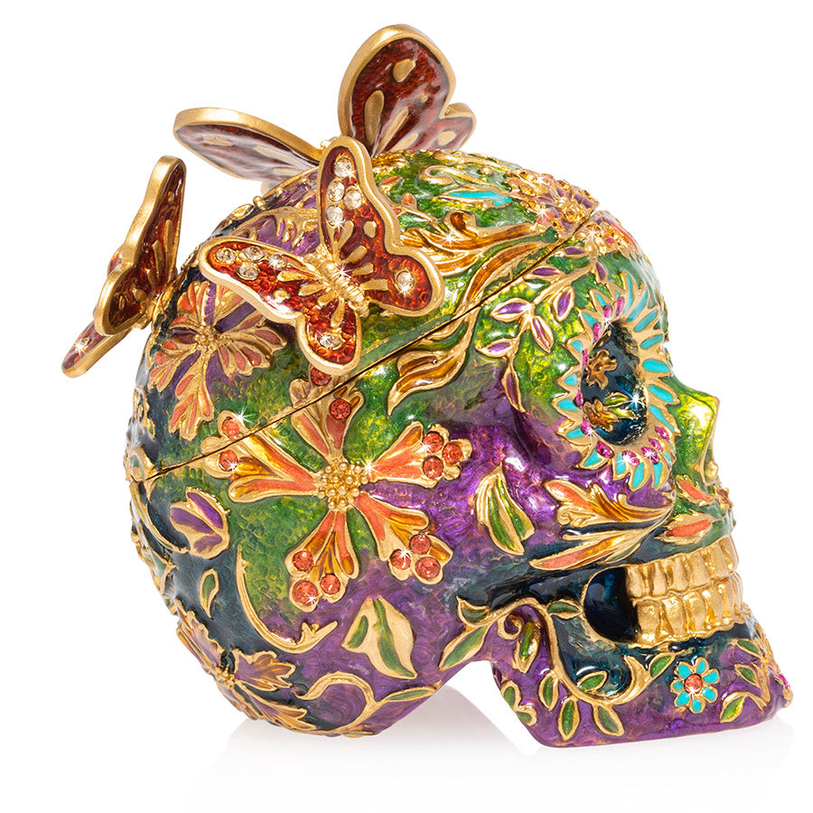 Jay Strongwater Rivera Skull With Butterflies Box.