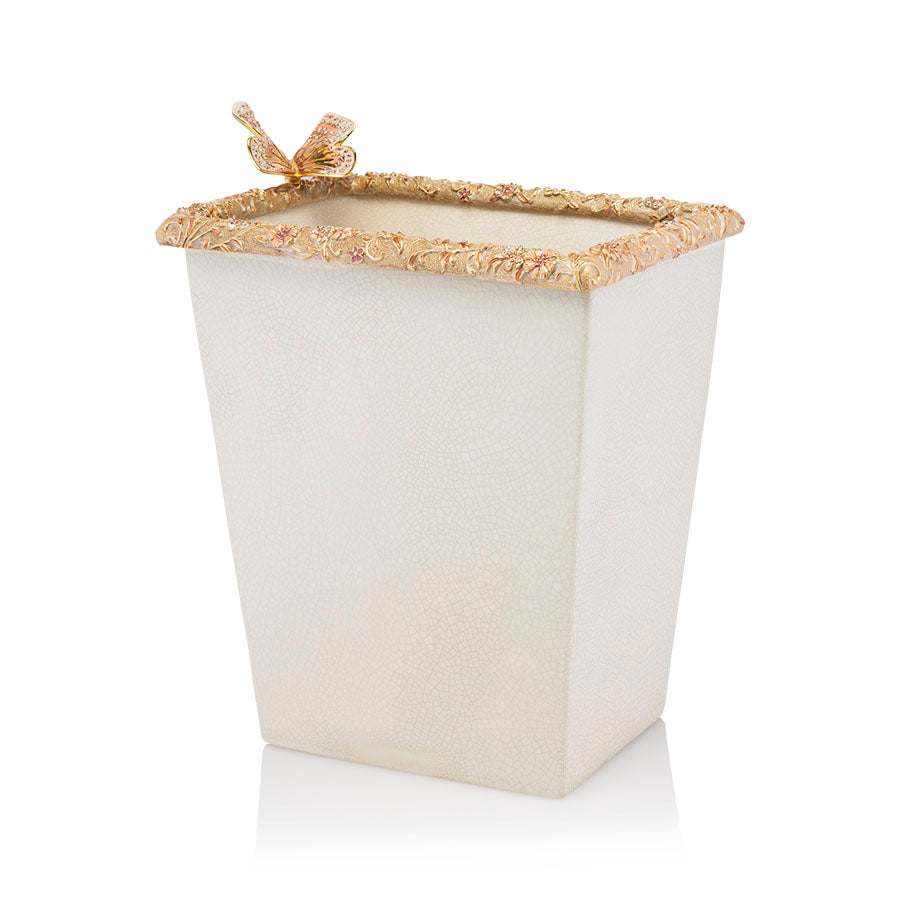 Jay Strongwater Farah Butterfly & Floral Wastebasket.